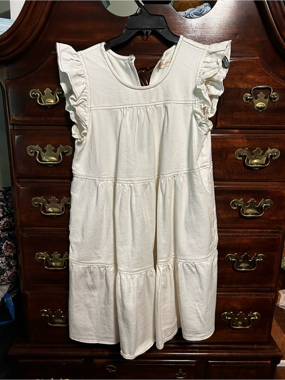 Altar'd State Cream Tiered Ruffle Sleeve Dress